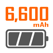DOTH-300Uは6,600mAhの大容量バッテリーを搭載しているため業務中の充電が不要になります。
