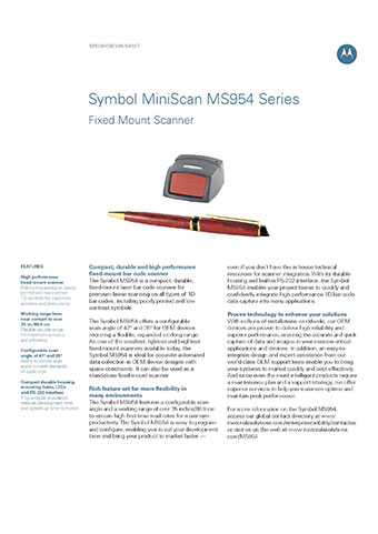 MS954 MiniScanシリーズ 固定式バーコードスキャナ ゼブラ | バー ...