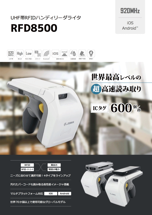 マウント型UHF帯RFIDリーダライタ「RFD8500」